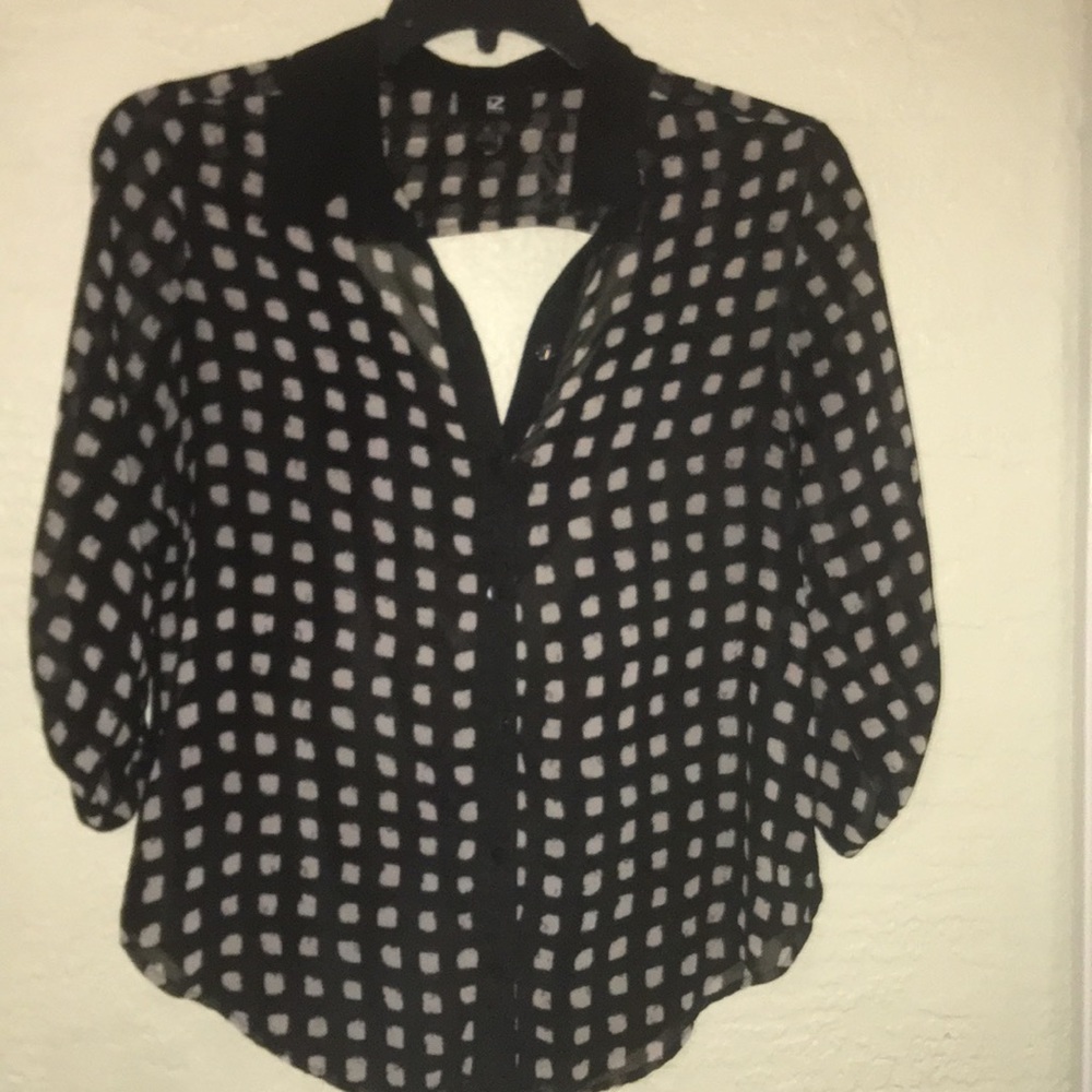 Black and white button down blouse